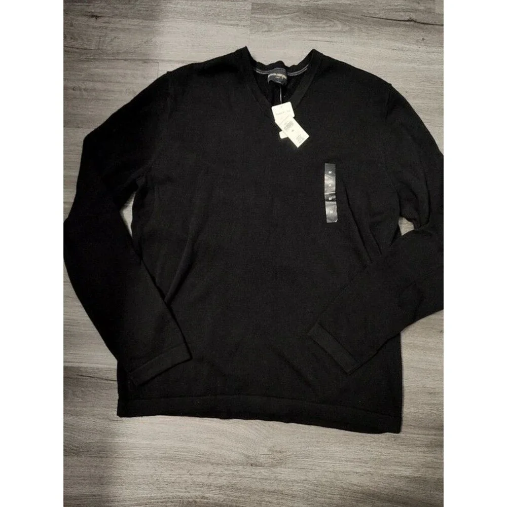 Banana Republic NWT men's black 100% cotton V-neck sweater size M